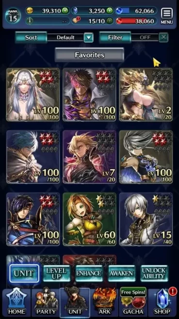 GLOBAL|Rank 15|3K Crystal|Top Tier Unit [G Lilaha,SS Lenius,MA Megius,A Roland]|1 UR & 12 SSR Ark|Code Only|LC1260