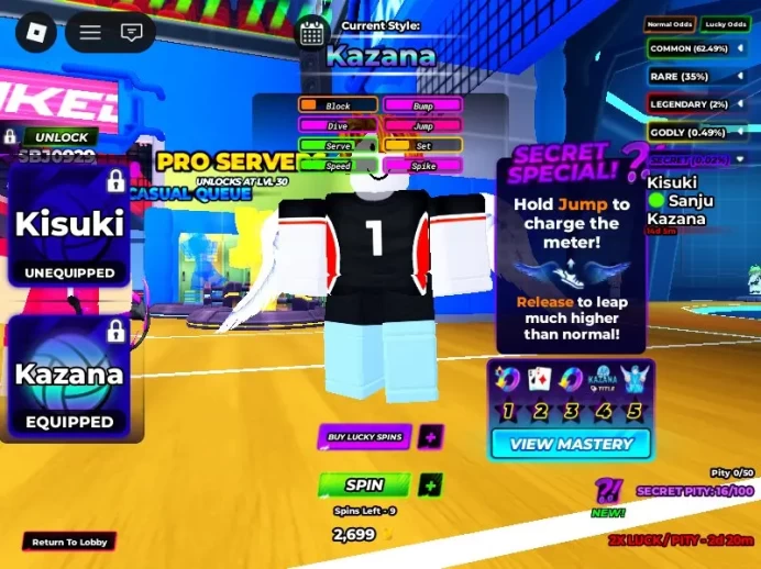 ROBLOX1701//ACCOUNT WITH KAZANA/KISUKI/KYAMO/86 LUCKY ABILITY SPINS
