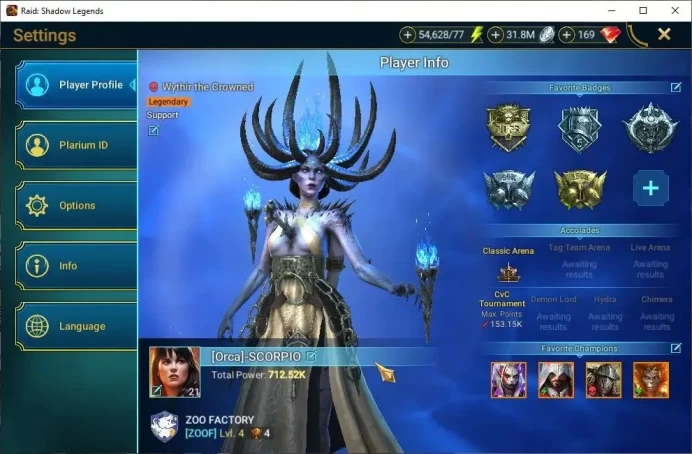 Lv21 712K Power|20 Legend(Alice,Ezio,Ninja,Xenomorph,Artax,Rathalos,McAngelo,Visix,Wukong,Etc)|54K Energy|Plarium(RSL1490)