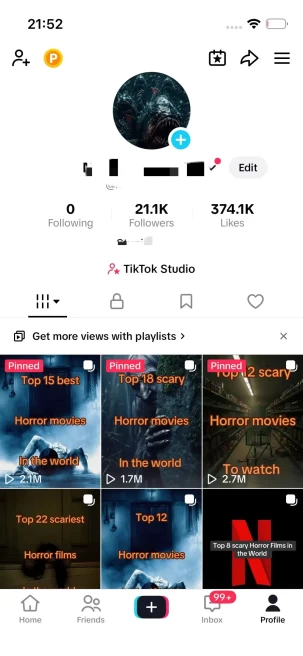 Instanly Delivery/Monetized 21K Real Followers+370K Real Likes Account/ Creator Rewards Program Activated/ Full Access