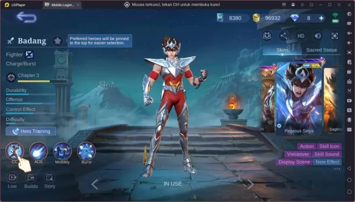 Global|Hero 125|Skin 221|Renowned|CC Natalia|9th Fanny|Naruto Vale|Meowkin Julian|Spongebob Cyclops|More Check SS ML1941B