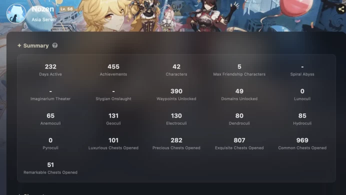 [3in1] / Instant • Genshin Impact • 56 AR • 42 characters (10 legendary) • Mail