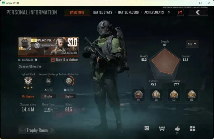 Mobile | | LV 30 | SV 14.4 M | CV 2.9 M | Decree VSS, Night City Outfit, Battle Machete, Splash | more detail Check SS (AB399B)