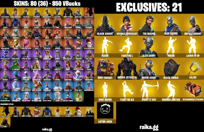 PC/PSN/XBOX 80 skins | Black Knight | Sparkle Specialist | The Reaper | Blue Squire | Royale Knight | Floss LKK303