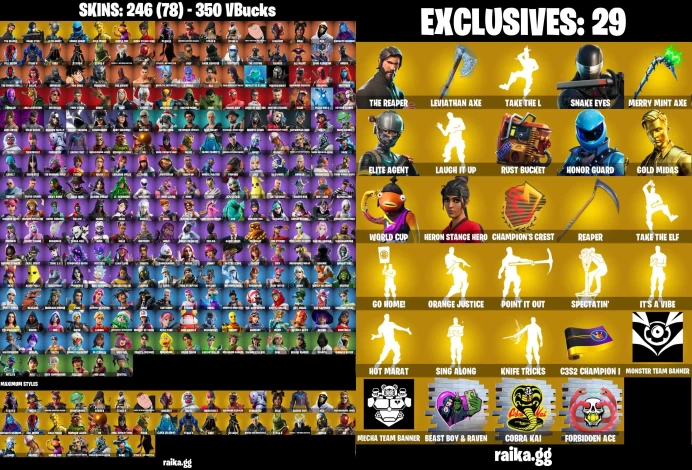 [PC/PSN/XBOX] 246 skins ﾷ Honor Guard / Leviathan Axe / Merry Mint Axe / The Reaper / Elite Agent / Take The L / 	LKK457