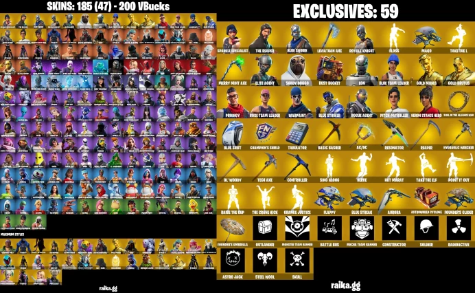 PC 185 skins ﾷOG STW |  Sparkle Specialist . Leviathan Axe . Merry Mint Axe / Floss / The Reaper / Royale Knight	LKK466