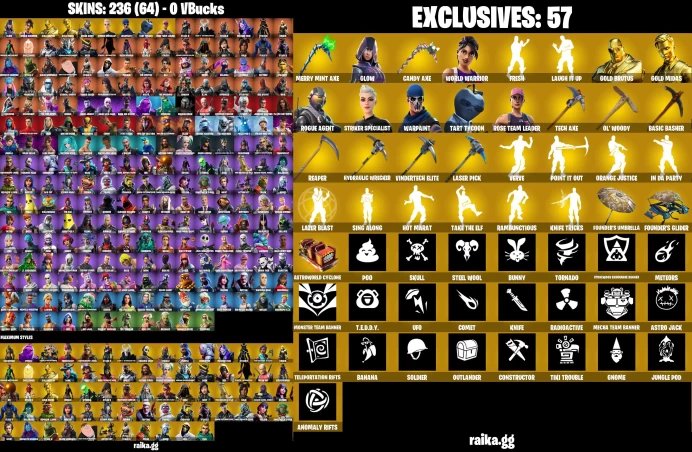 [PC/PSN/XBOX] 236 skins | OG STW | Merry Mint Axe | Chun-Li | Glow | Lara Croft | Catwoman Comic Book Outfit	LKK474