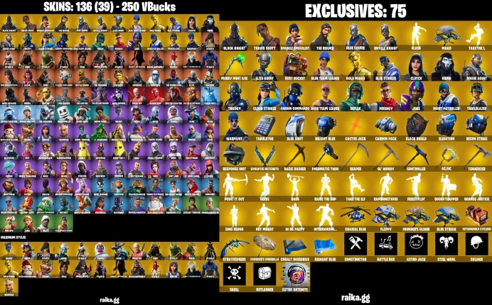 [PC/XBOX] 136 skins | OG STW | Black Knight | Travis Scott | Sparkle Specialist | The Reaper | Blue Squire	LKK476