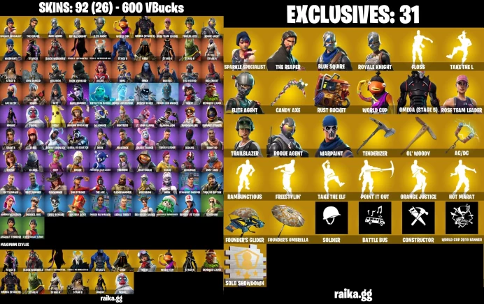 [PC] 92 skins | OG STW | Sparkle Specialist | The Reaper | Blue Squire | Royale Knight | Floss | Take The L	LKK478