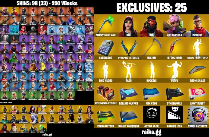 PC/PSN/XBOX 98 skins | Merry Mint Axe | Psycho Bandit | Jules | Ghoul Trooper | Harley Hitter | Star Wand LKK306