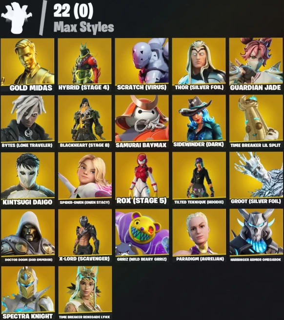 [PC/XBOX/PSN] 86 skins+Gold Midas+Point Patroller+Carbon Commando+Cloud Striker+Prodigy+Sentinel+50 VB - PARENTAL CONTROL #LOT-137991