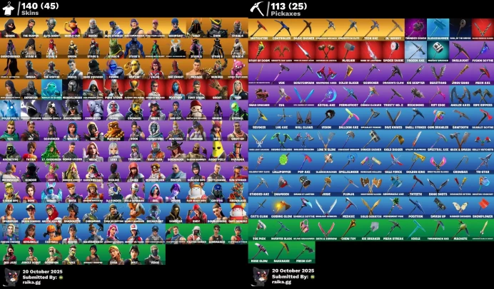 [PC] 140 skins | OG STW | IKONIK | The Reaper | Take The L | Aura | Elite Agent | Tony Stark | Omega	LKK311