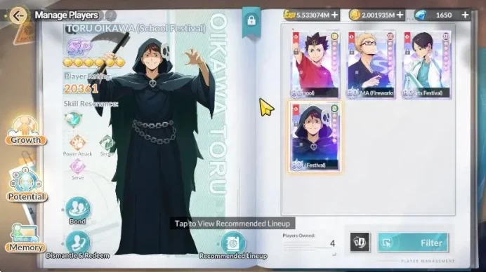 SEA Lv51 |4 SP [Oikawa,Akira,Tsukishima,Nishinoya]+Memo 1 UR [Sakusa]+Memo 11 SSR[(Kenjiro)+memo,OjiroR4,Etc]Log Goggle|HFH1038