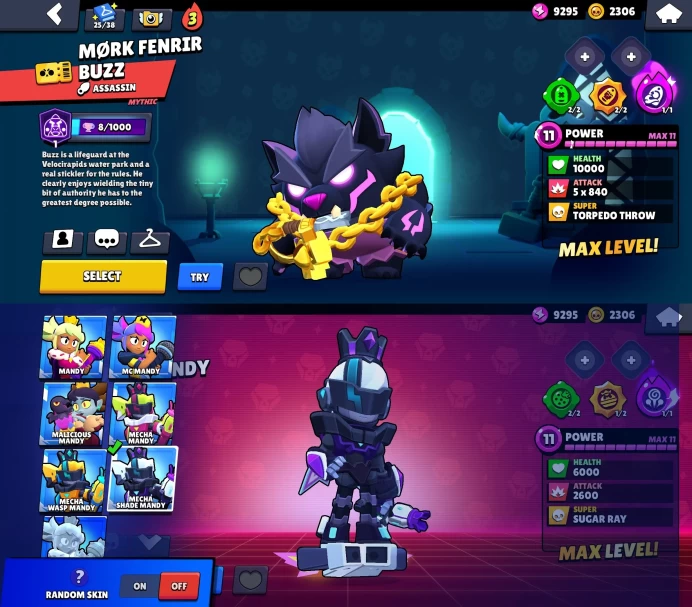 BS872//60k Trophies 101 Brawlers 3 Brawl Pass 295 Skins 41 11-level with Hypercharge