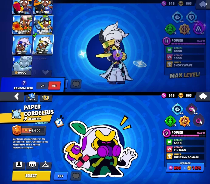 BS874//Trophies 49000 Brawlers 101 Primes 25 17 BP SKINS 295 SKINS 29k 37 11-x C HYPER