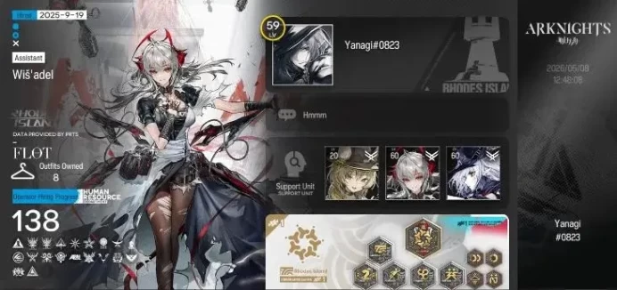 Lv 59|138 Op+8 Outfits|5 Limited|ETNC,Wis'adel,TTO,Muelsyse,Rosmontis|Terminal 15-14|Check SS(AK1479)