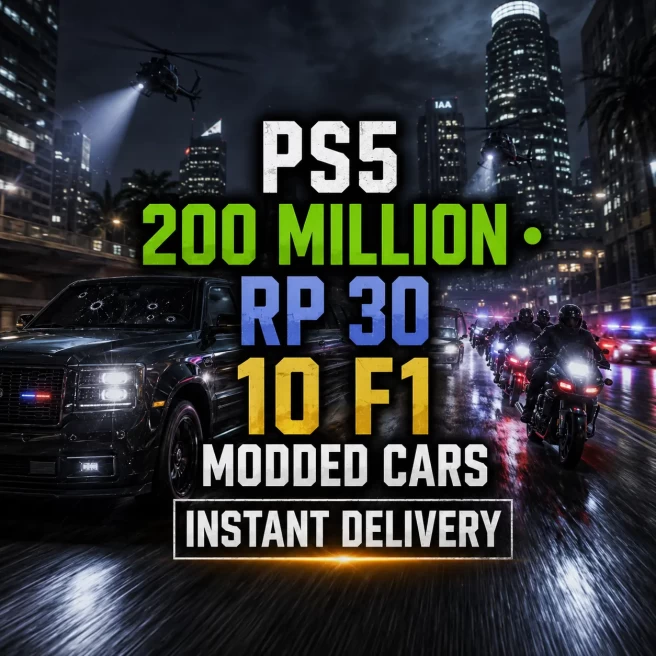 PS5 | Modded Account | 200M Total Assets | 54 Deluxos | 24M Pure Cash | RP 30 | 10 F1 Modded Cars | 24/7 Support | GCLD1155