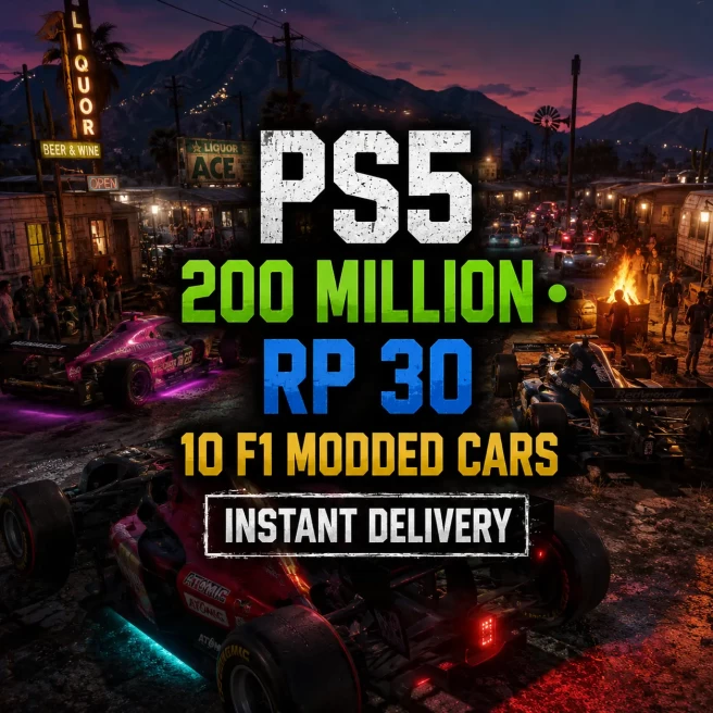 PS5 | Modded Account | 200M Total Assets | 54 Deluxos | 24M Pure Cash | RP 30 | 10 F1 Modded Cars | 24/7 Support | GCLD1156