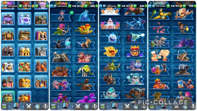 CR408//Arena 30 Level 84 Trophies 12644 Cards 121 Legendary Cards 21 Name change No 12600 84 LVL 33 EVO 244 EM + 37 SKINS 10 HEROES ULTIMATE CHA