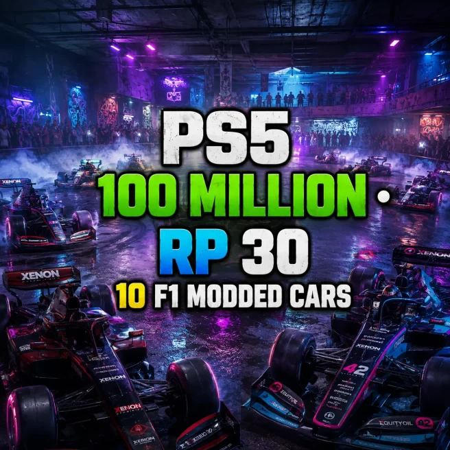 PS5 | Modded Account | 100M Total Assets | 23 Deluxos | 24M Pure Cash | RP 30 | 10 F1 Modded Cars | GCLD1152