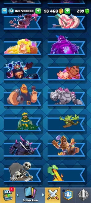 CR409//Arena 26 Level 61 Trophies 10856 Cards 121 Legendary Cards 21 Name change No