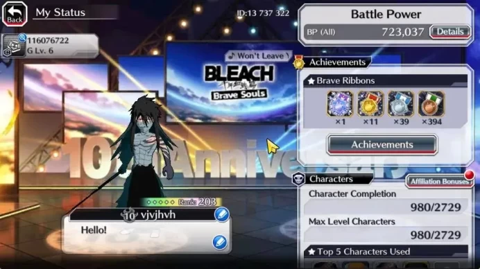 [GLOBAL]51K Orb|TYBW26[Bambietta,Meninas,Liltotto],10th Anniv[Rukia,Ichigo],2 Renewed,Etc|8K PremTic+6,6K AccTic|KlabID(BBS2537)