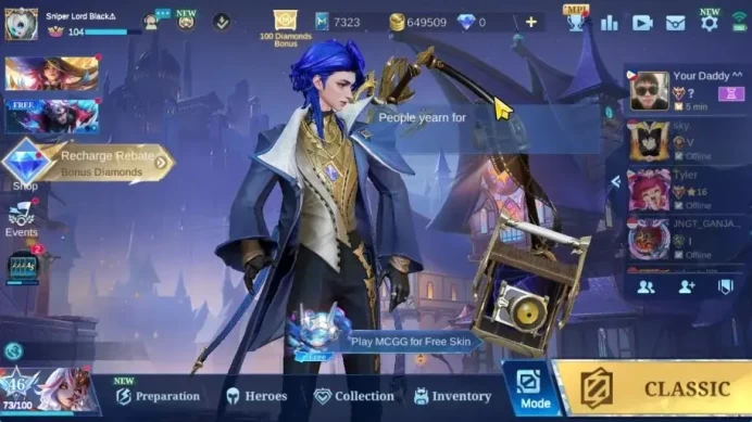 Hero 132|Skin 256|High Glory 57|KOF Karina, LBox Karina, CC Natalia, Naruto Vale, LB Tigreal, 2 Saber|Take Mail|(MLBB2220)