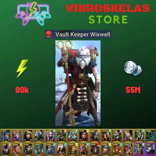Starter acc with Wixwell : 90k energy / 55 mln coins / Rae, Roanas, Arix, Ninja + 20 Login Legendaries / Demytha, Madame Serris