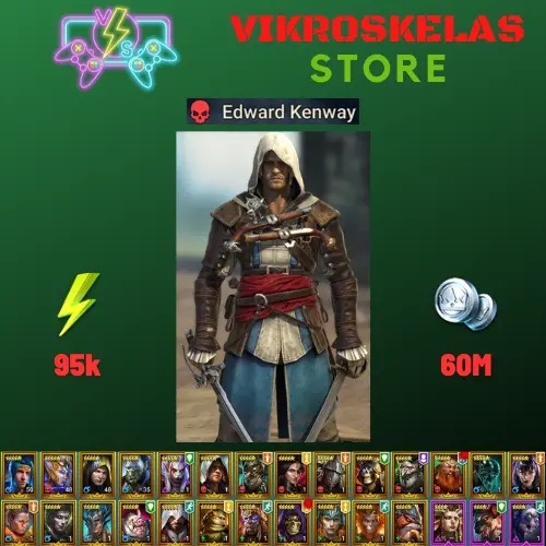 Starter acc with Edward : 95k energy / 60 mln coins / Yoshi, Norog, Arix, Ninja + 20 Login Legendaries / Geomancer