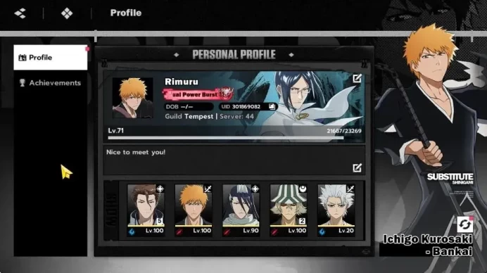 NuverseSEA|LV 71|8 SSR [(AizenB5,UrahB2,Ichigo,Byakuya,IkkakuB1,)+Stamp,YoruichiB1,Toshiro,Tosen]|6 Sign|Google(BSR1133)