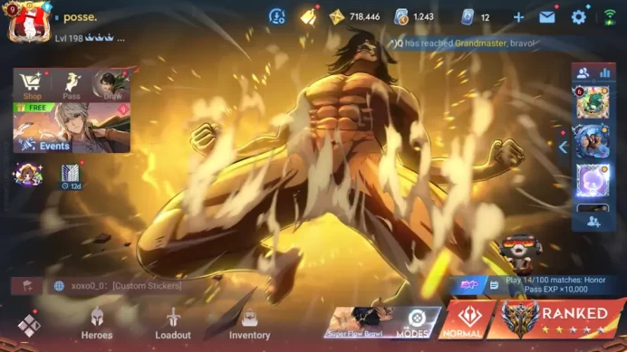 HOK143: Global | Lvl 198 | VIP 9 | 112 Heroes | 317 Skins( 3 Flawless, Full JJK, Full Conan, 3 Bleach, 4 Blessed, 2 Limbo) | 47 Buttons | 718K