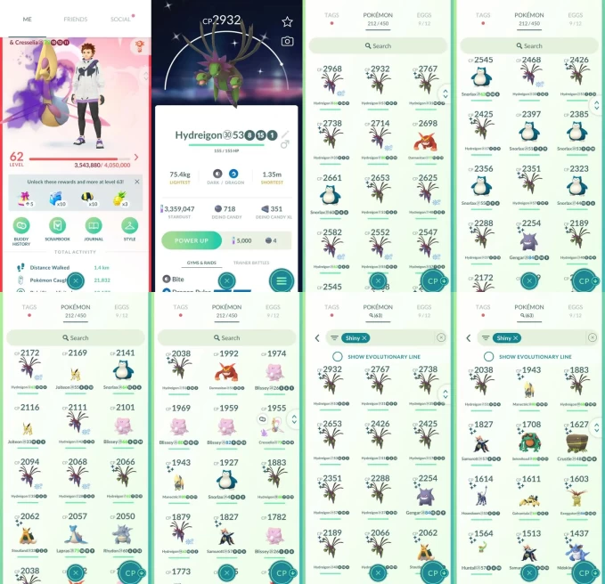 ACm1501 -lv 62 Valor | x37 2000CP | x1 Legendary | x63 shiny | x4 100IV | x13 shiny Hydreigon x12 Background | Shadow Cresselia | shiny Gengar E