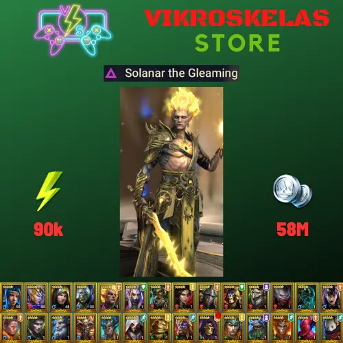 Starter acc with Solanar : 90k energy / 58 mln coins / Firrol, Cupidus, Jintoro, Opardin, Arix, Ninja + 20 Login Legendaries