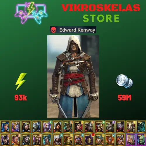 Starter acc with Edward : 93k energy / 59 mln coins / Gaius, Bloodgorged, Warchief, Arix, Ninja + 20 Login Legendaries / Aniri
