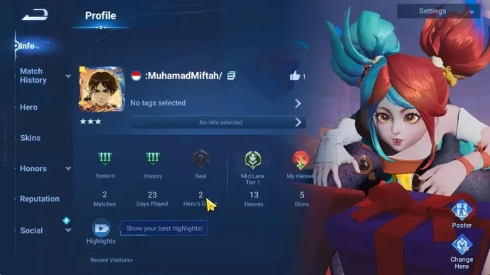 Hero 13 Skin 5| Fresh Account With Legend Skins | Legend (Angela) |Rare (Wukong),Rare (Arthur)|(HOK2004)