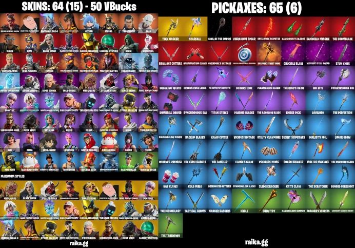 [PC/PSN/XBOX] 64 skins | Burning Ambition Valeria | Fancy Peter Griffin (No Hat) | Rococo Cloak-o | Magmatic Mizuki (Cover-up Off) LKK144