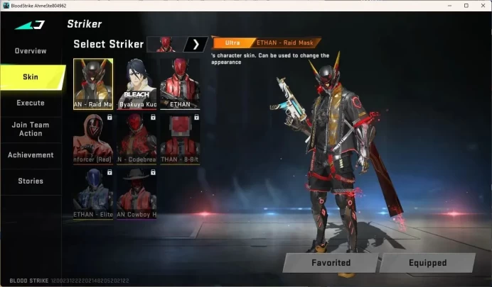 ASIA | Ultra Striker: ETHAN Raid Mask | BLEACH Byakuya Kuchiki | 2 Legendary Guns: M4A1 Venom, MP5 Sunrise|More Check SS BS938B