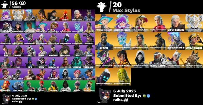 [PC/PSN/XBOX] 56 skins | Star Wand | Get Griddy | Eren Jaeger | Ice Breaker | Ascension Nezumi | The Ageless Champion LKK506