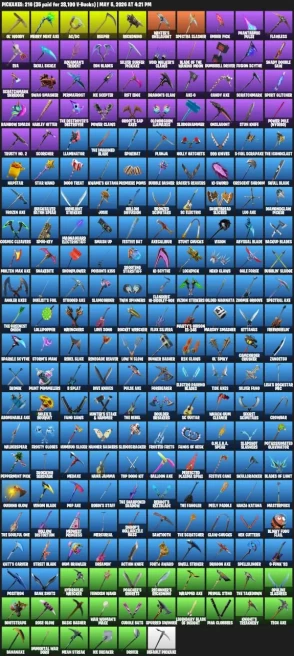 256 skins ·  Merry Mint Axe IKONIK  / Black Knight /  / Sparkle Specialist / Floss / Take The L /Scout / Cole / Glow