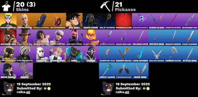 [PC/XBOX/PSN] 20 skins | Son Goku | Naruto Uzumaki | Paradigm (Aurelian) | Malik (Solitary Defender)	LKK510