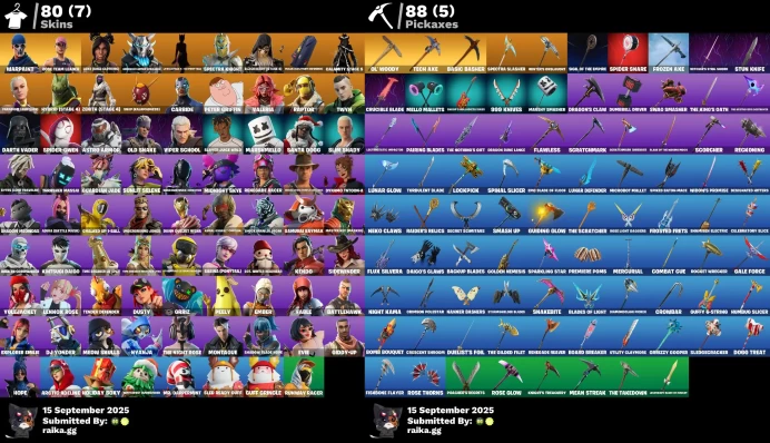 [PC/PSN/XBOX] 80 skins | OG STW | Peely | Luxe (Gold Clothing) | Harbinger Armor Omegarok	LKK517