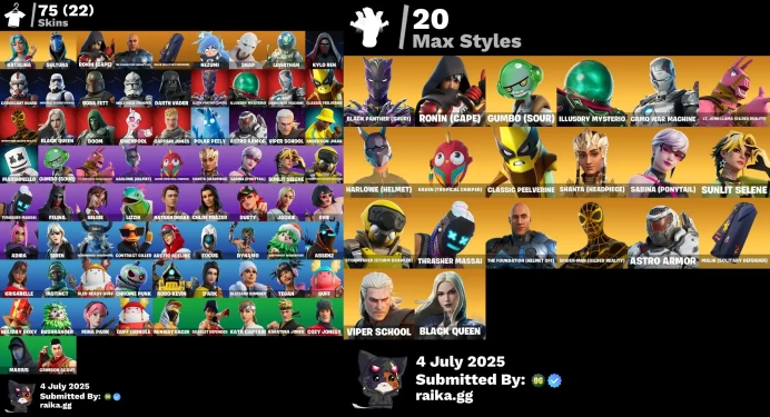 [PC/XBOX] 75 skins | Candy Axe | Siren | Boba Fett | Dynamo | Star Wand | Kylo Ren | Nathan Drake | Ice Breaker | Katalina | Sultura LKK519