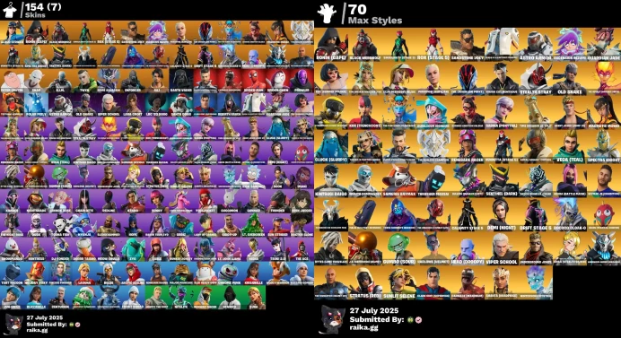 [PC] 154 skins | Renegade Raider | Cloud Striker | Champion's Shield | Elevation |Mountaineer's Must-Haves | Reaper | Future Relic Scythe LKK523