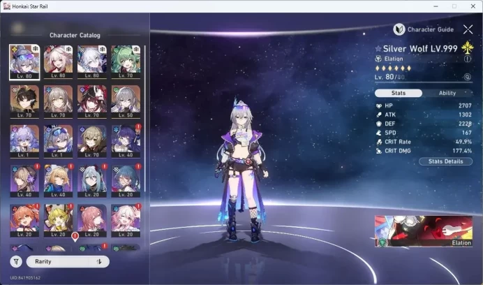 ASIA | TL61 |Silver Wolf LV80, Sparkle LV80, Yao Guang LV80, Huohuo LV70, Dan Heng IL | TakeMail | Check SS HSR495B