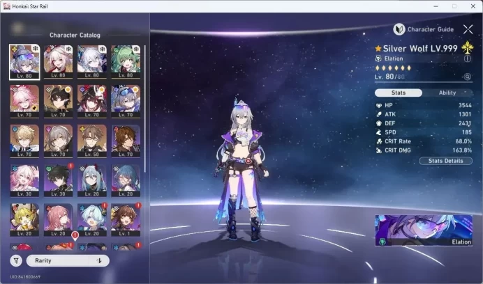 ASIA | TL61 | Silver Wolf Lv80, Yao Guang Lv80, Huohuo Lv80, Sparkle Lv70 | TakeMail | Check SS HSR500B
