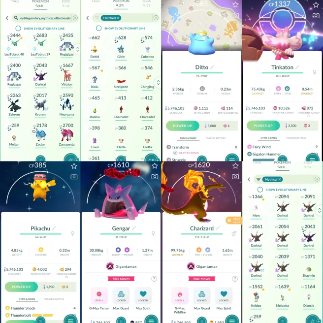 2272 Level 70 Shiny GMax Gengar Shiny Kyurem BG Shiny Necrozma Shiny Shadow Darkrai Shiny Zamazenta