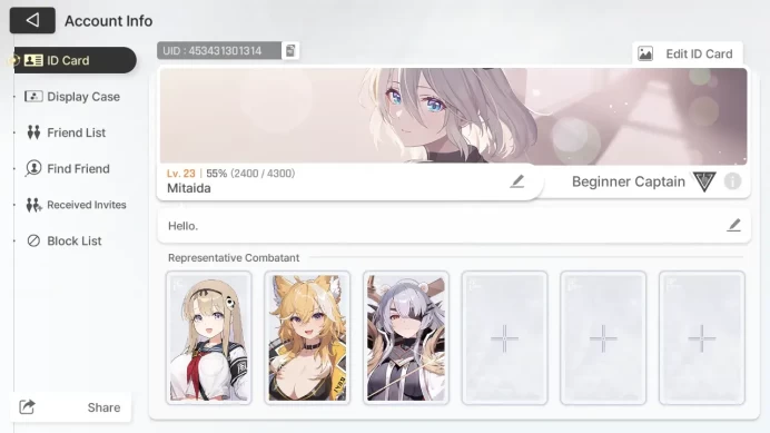 Global | Lvl 23 | 3 SSR | Haru ME1 | Khalipe | Magna | Partner Tiana | Selector on | SAA 7 + RA 36 | More Detail Check SS | RA709B