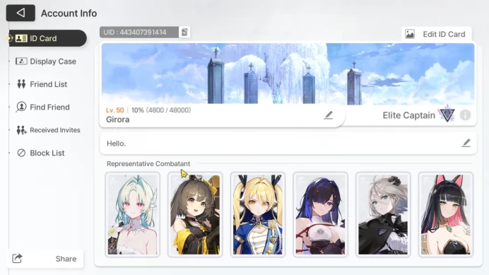 GLOBAL | Lv 50 | 6 Limit, Heidemarie EM 2, Rita, Tiphera, Chizuru, Veronica, Renoa | Crystal 6,4K | RA713B |