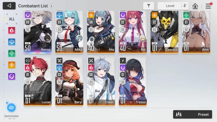 GLOBAL | Lv 50 | 6 Limit, Heidemarie EM 2, Rita, Tiphera, Chizuru, Veronica, Renoa | Crystal 6,4K | RA713B |