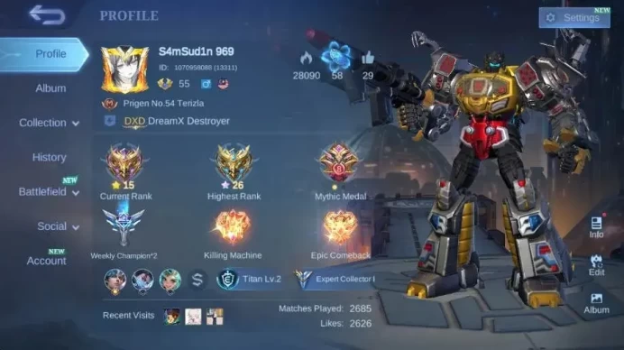 Global|Hero 103 Skin 192|Expert|CC Natalia|KOF Karina|Transformers Roger|Gara|LB Tigreal|S29 Melissa|More Check SS ML1960B